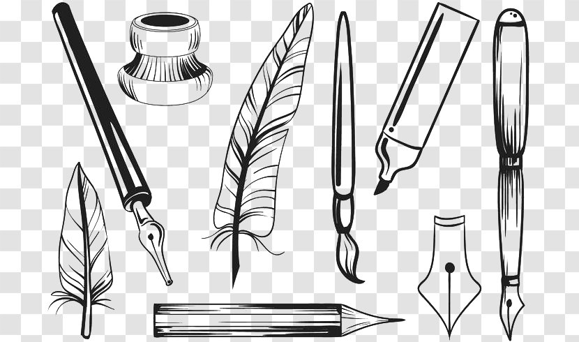 Paper Inkwell Quill Pen - Cartoon - And Ink Transparent PNG