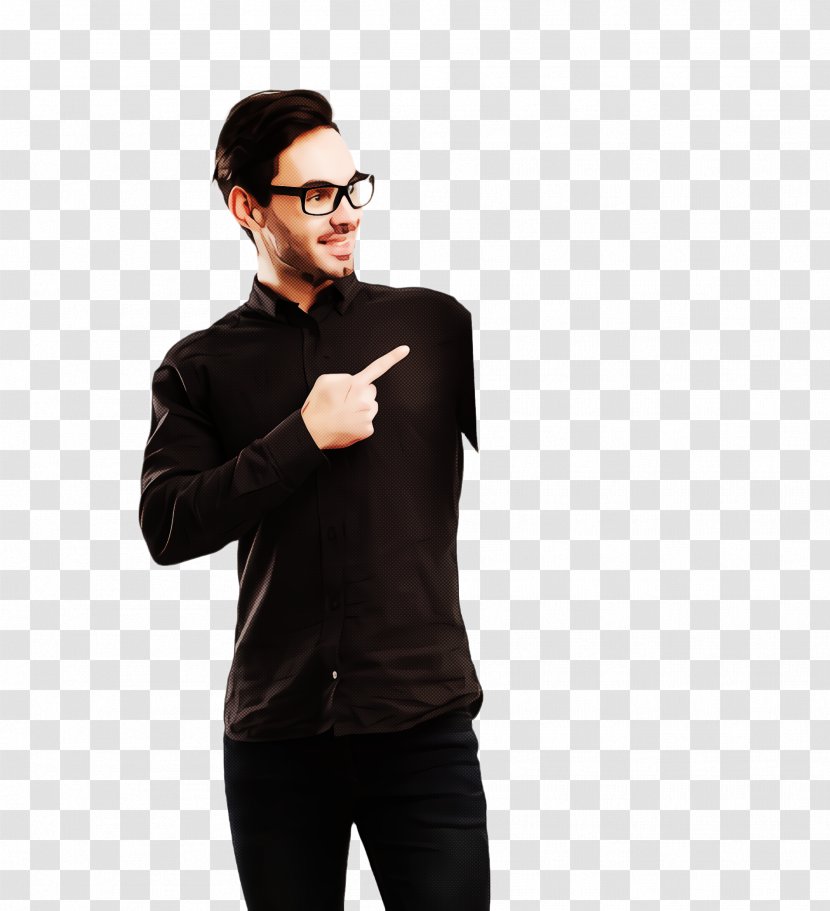 Black Clothing T-shirt Shoulder Sleeve - Standing Arm Transparent PNG