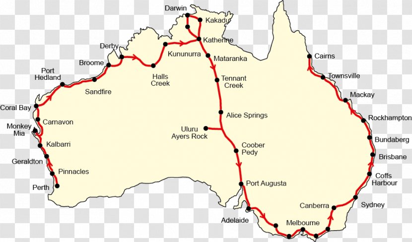 Uluru Road Map Kakadu National Park Cairns - Diagram Transparent PNG