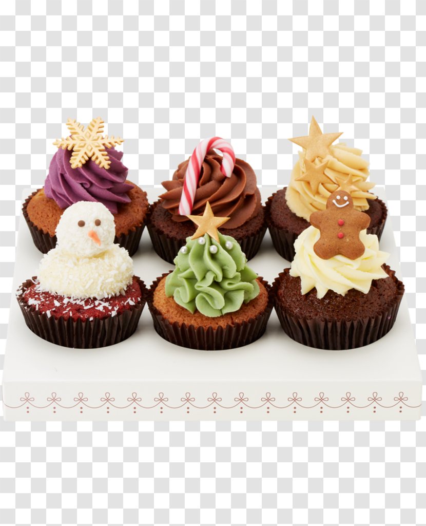 Cupcake Christmas Cake Frosting & Icing Petit Four Muffin - Dessert Transparent PNG