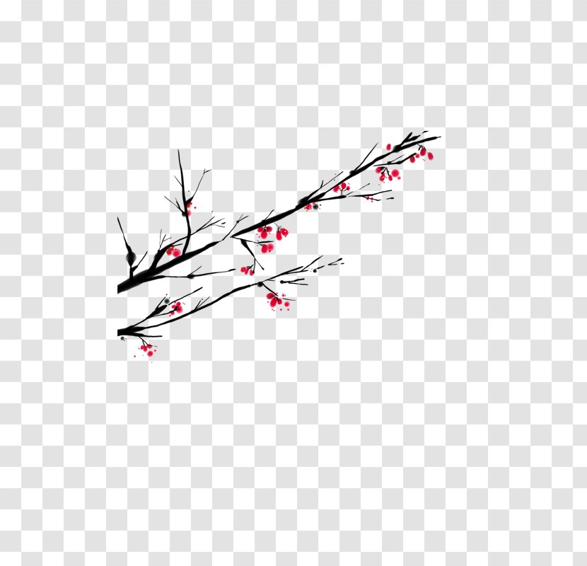 Clip Art - Twig - Plum Flower Transparent PNG