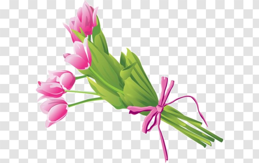 Flower Bouquet Clip Art - Pink - Tulips Transparent PNG