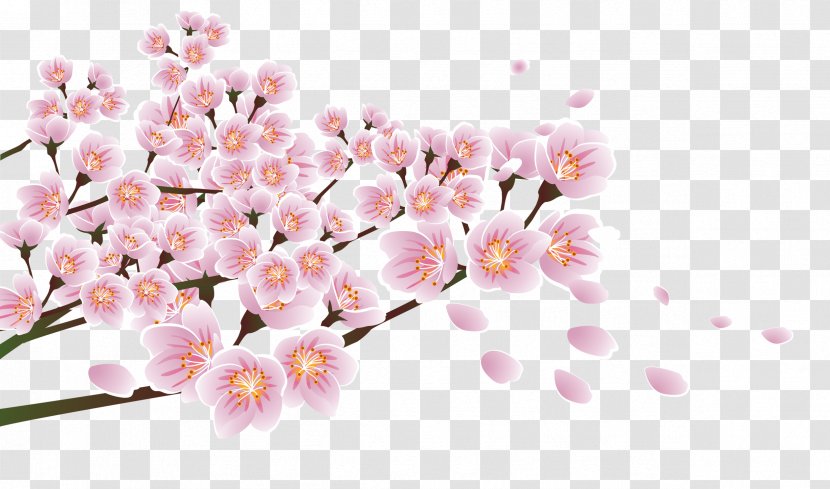 Download Flower Floral Design Blossom - Designer - Pink Hand-painted Peach Branches Decorative Patterns Transparent PNG