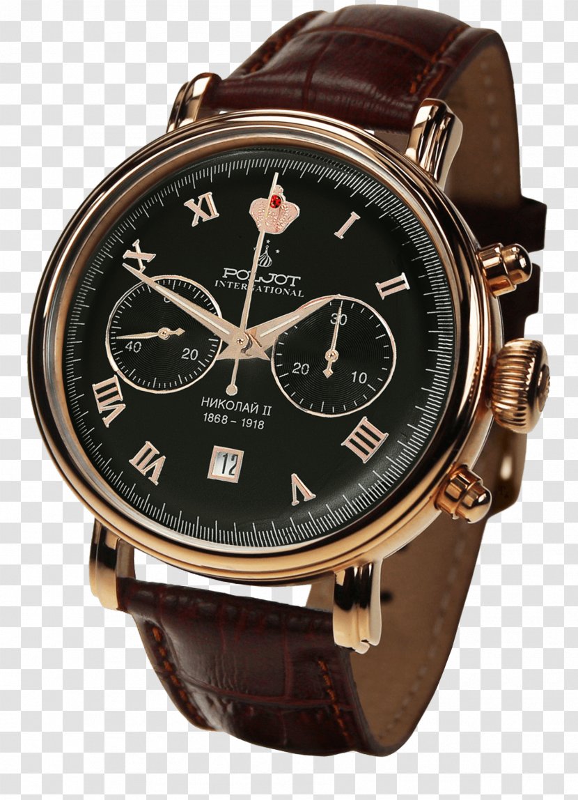 Poljot Brand Chronograph Clock Watch Strap - Brown - Chrono Transparent PNG