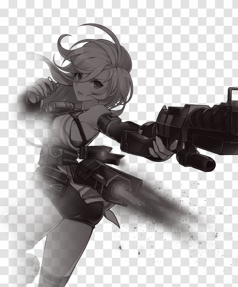 Elsword Nexon Fiction Freyja Rosé - Black And White - Sword Game Transparent PNG