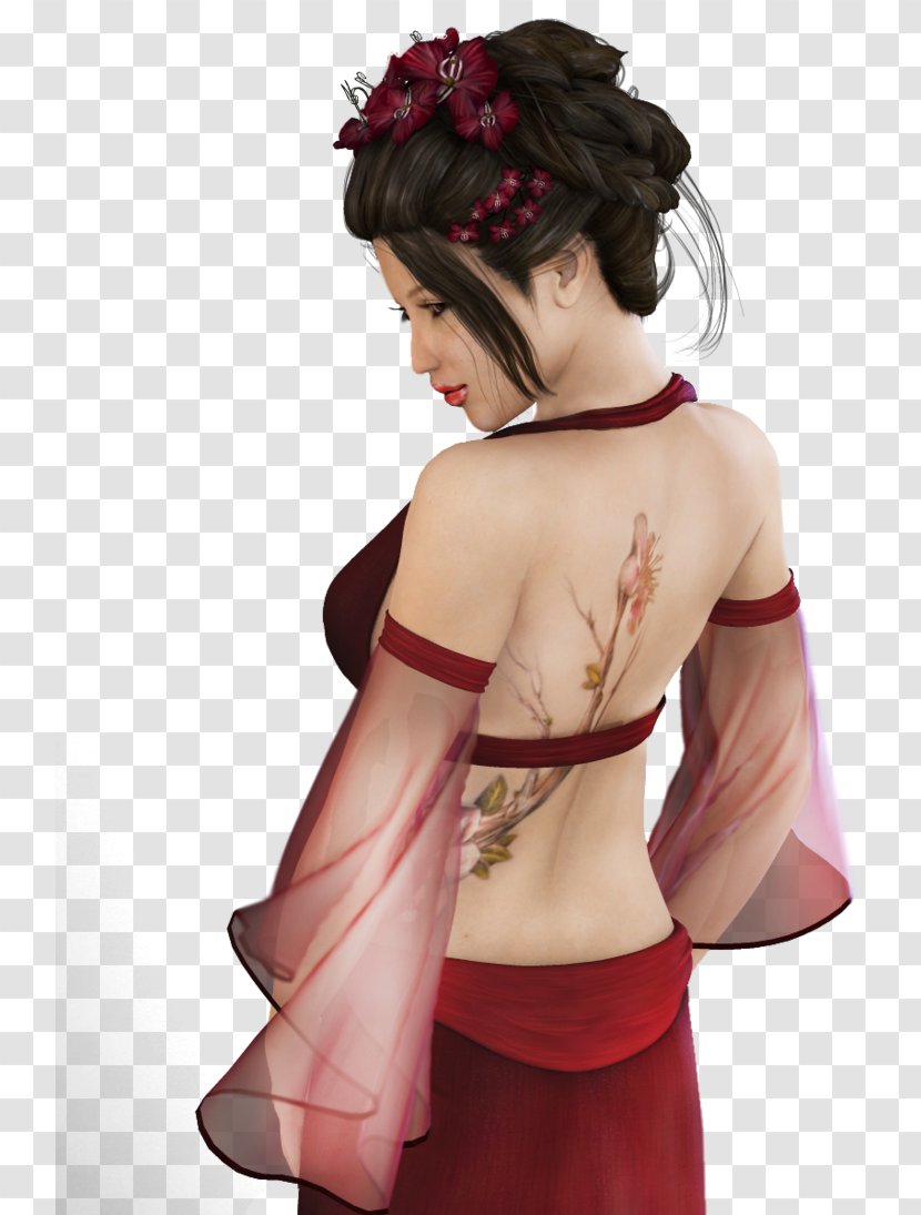 Geisha Digital Image Woman - Tree - Watercolor Transparent PNG