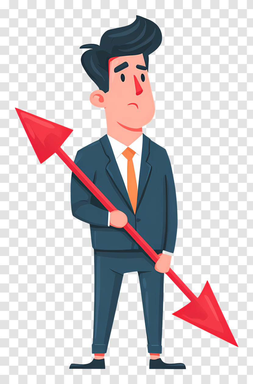 Businessman Holding Arrow - Man In Suit Holding Red Arrow Transparent PNG
