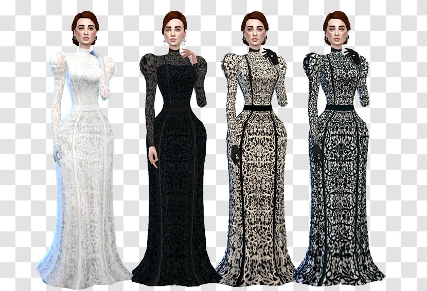 The Sims 4 MySims Victorian Era 3 Fashion - Silhouette - Dress Transparent PNG