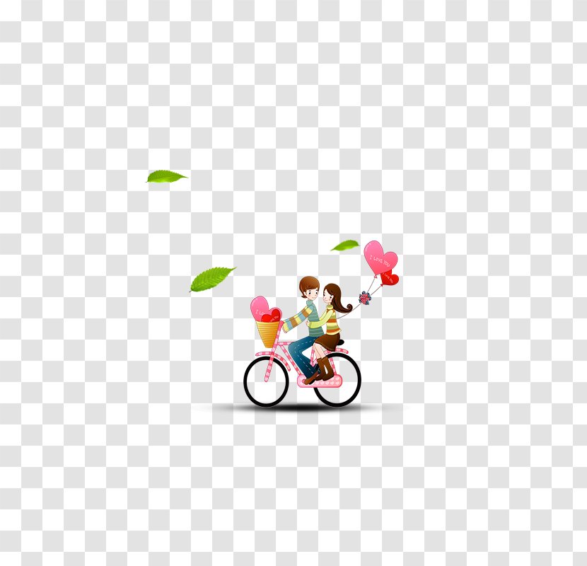 Cartoon Cycling Bicycle - Couple Transparent PNG