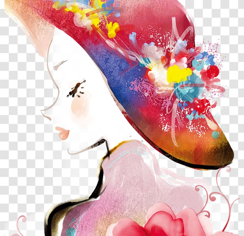 Watercolor Painting Woman Ink Wash - Modern Art - Women's Character Transparent PNG