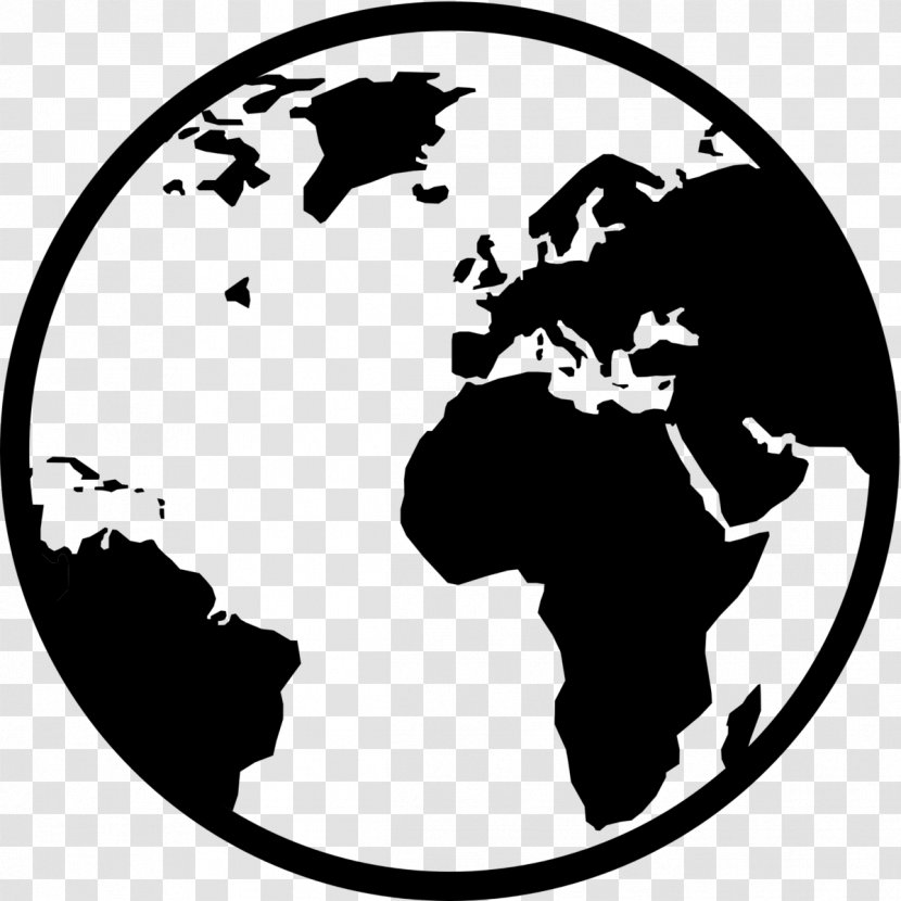 World Map Globe Clock - Monochrome Transparent PNG