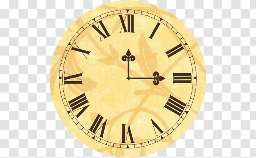 Clock Face Longcase Roman Numerals Clip Art - Movement - Yellow Medieval Watch Transparent PNG