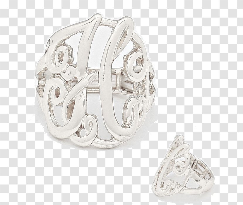 Silver Ring Body Jewellery - Letter Transparent PNG