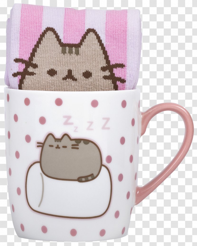 Pusheen Sock In A Mug Ceramic Travel Cat - Pink Transparent PNG