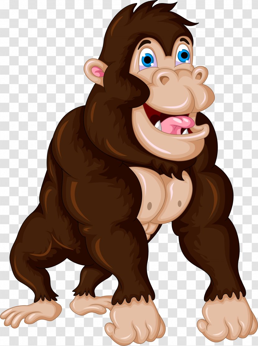 Gorilla Cartoon Chimpanzee Clip Art - Drawing Transparent PNG