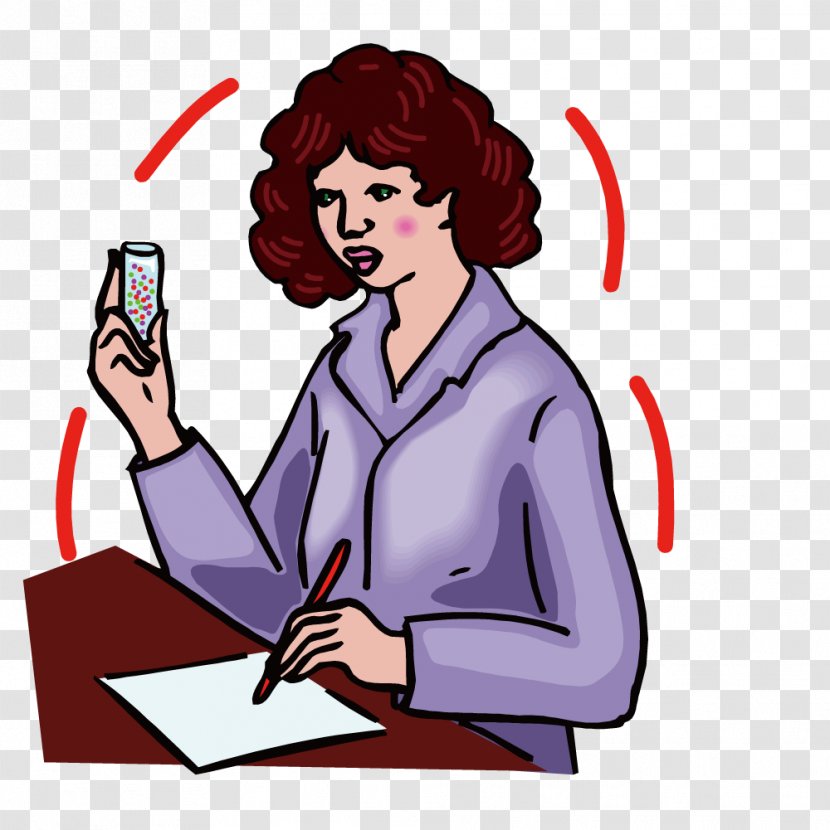 Woman Illustration - Watercolor - Business Female Writing Staff Transparent PNG