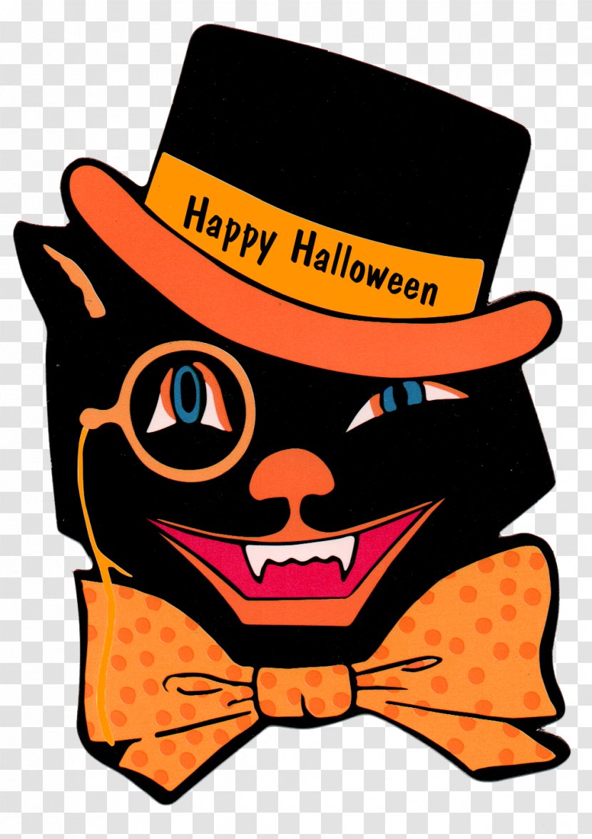 Black Cat Halloween Jack-o-lantern Clip Art - Headgear - Cliparts Makeup Transparent PNG