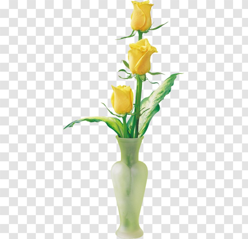 Garden Roses Vase Cut Flowers Floral Design - Artificial Flower Transparent PNG
