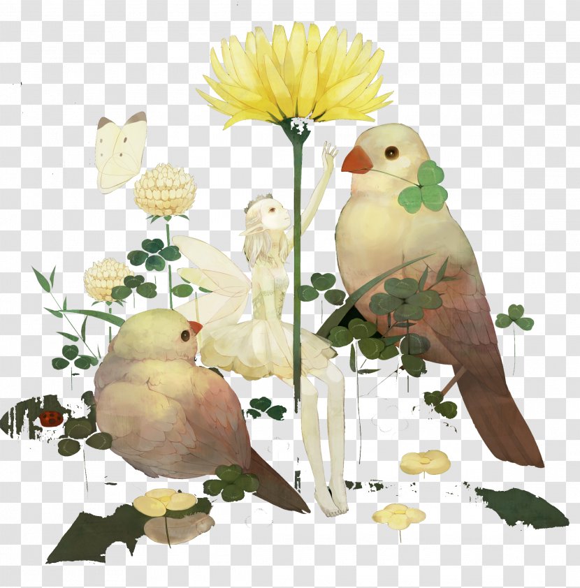 Fairy Illustration - Heart - And Bird Transparent PNG