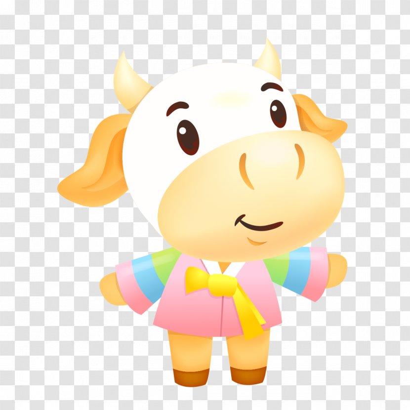 Cattle Download - Yellow - Cute Little Cow Transparent PNG