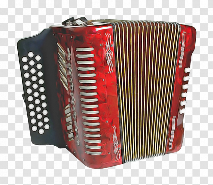 Accordion Garmon Free Reed Aerophone Musical Instrument Red Transparent PNG