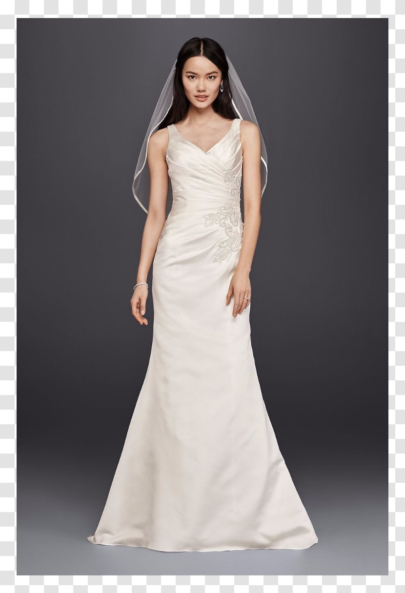 Wedding Dress Gown David's Bridal Neckline - Embroidered Flower Transparent PNG