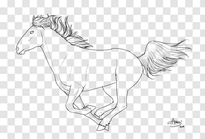 Arabian Horse Friesian Howrse Pony Line Art - Mane - Galloping Transparent PNG