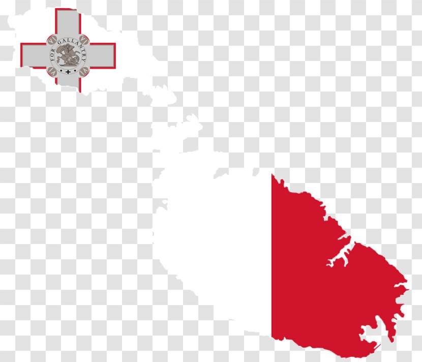 Flag Of Malta Map - Red Transparent PNG