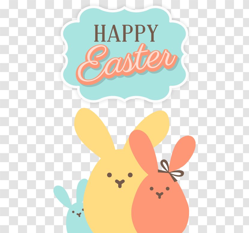 Easter Bunny Rabbit Clip Art - Vector Happy Transparent PNG