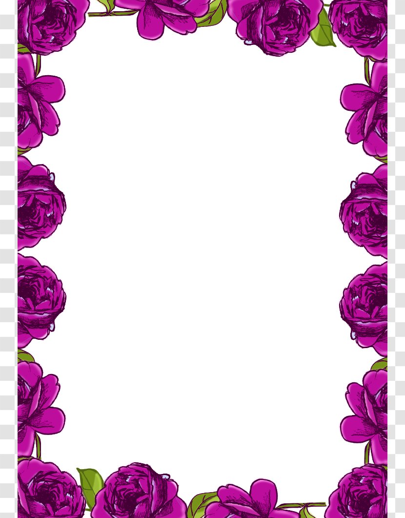 Border Flowers Rose Clip Art - Flowering Plant - Page Transparent PNG