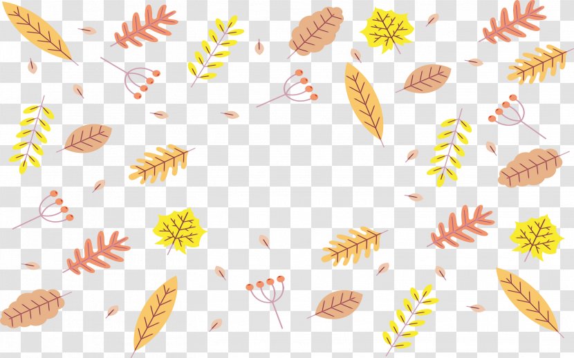 Yellow Leaf Pattern Plant - Watercolor Transparent PNG