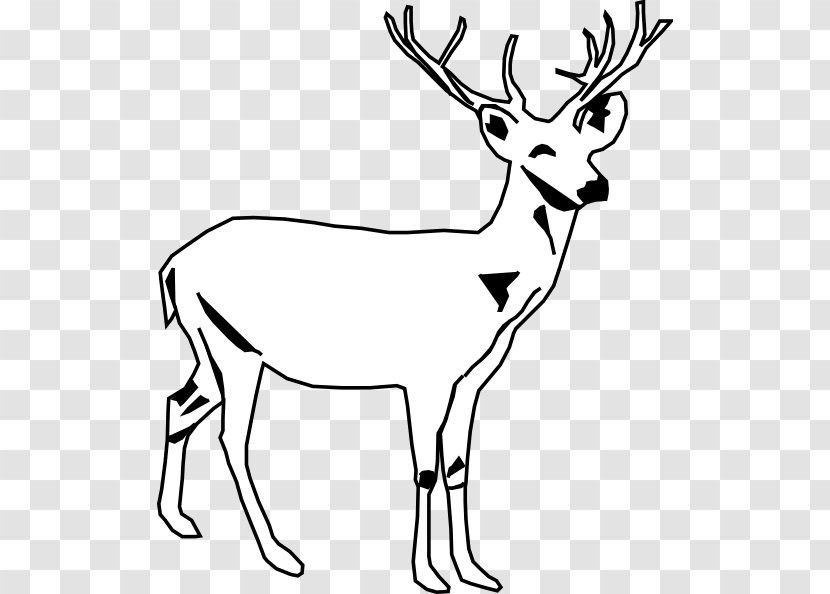 White-tailed Deer Moose Black And White Clip Art - Monochrome Photography - Wild Game Cliparts Transparent PNG