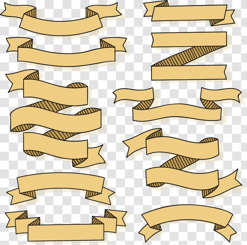 Khaki Striped Ribbons - Product Design Transparent PNG