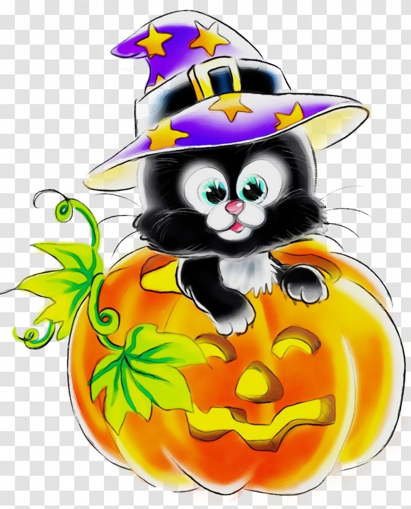 Clip Art Witch Hat Black Cat Plant - Fictional Character Transparent PNG