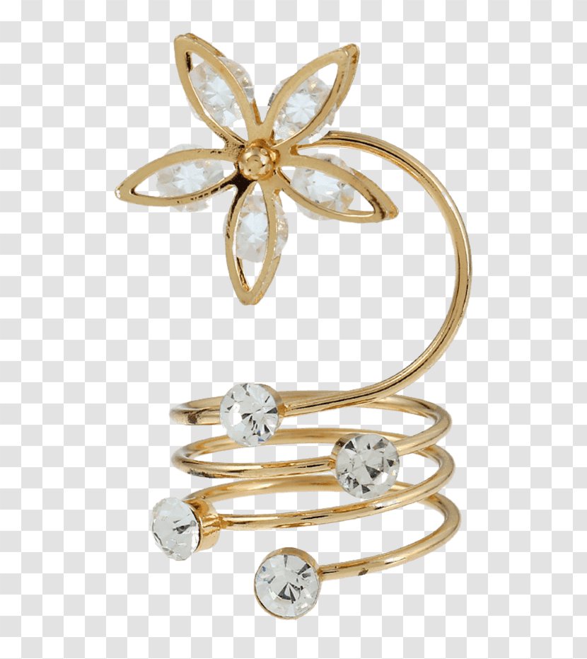 Earring Imitation Gemstones & Rhinestones Silver Engagement Ring - Diamond - Flower Transparent PNG