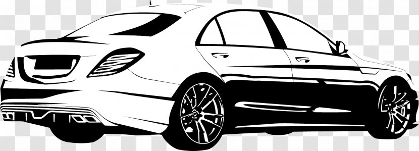 Mercedes-Benz Car Luxury Vehicle - Tire - Black And White Mercedes Transparent PNG