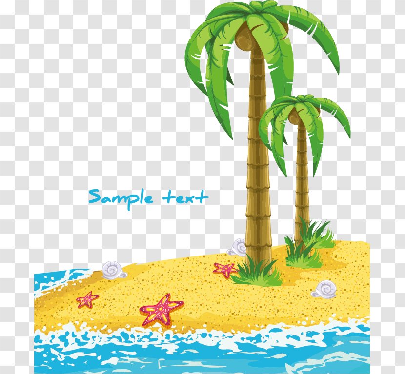 Tree Euclidean Vector Illustration - Flora - Coconut Material Decorative Patterns Free Buckle Transparent PNG