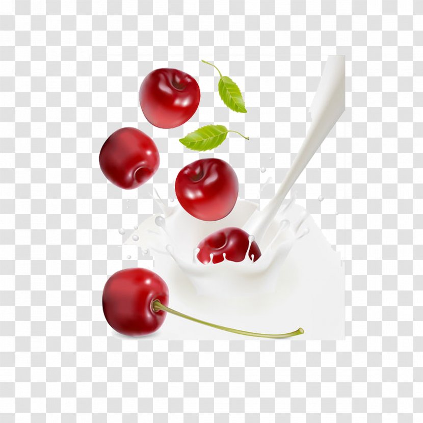 Milk Berry Cream Cherry - Drink - And Transparent PNG