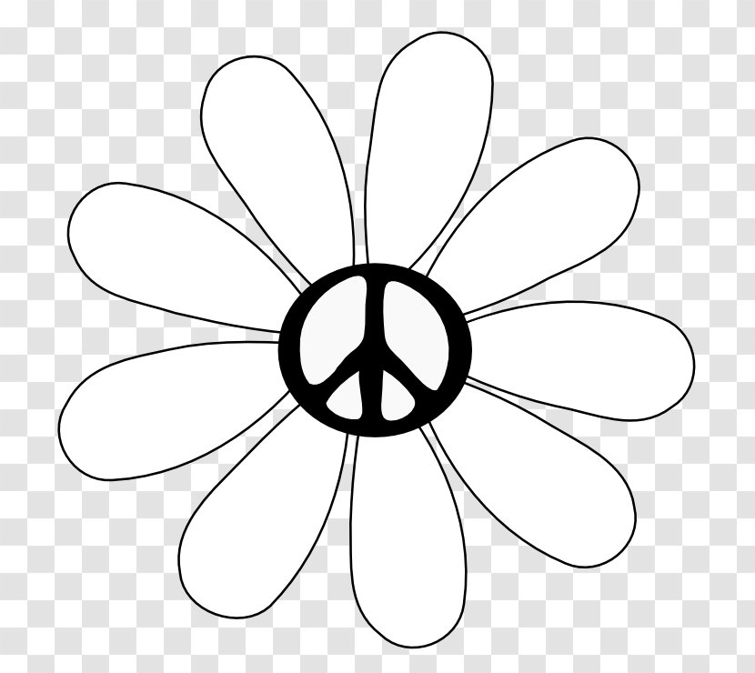 Line Art Black And White Peace Symbols Drawing Clip - Point - Flower Transparent PNG