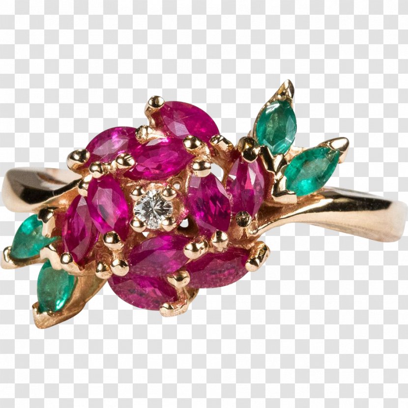 Jewellery Ring Gemstone Ruby Emerald - GOLD ROSE Transparent PNG