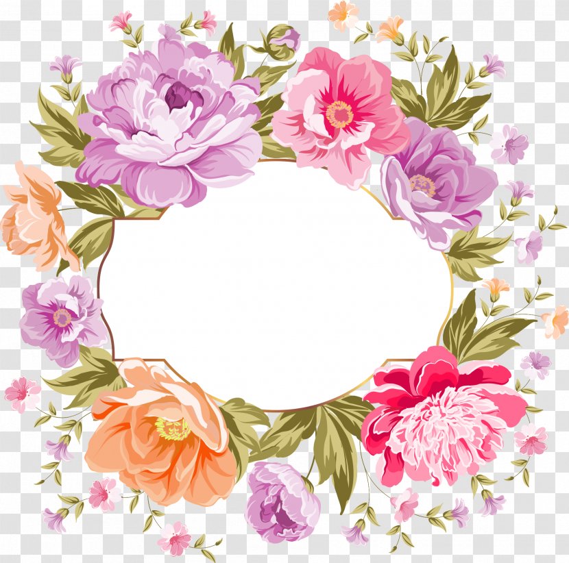 Wedding Invitation Flower Bouquet Pink Flowers - Floral Frame Transparent PNG