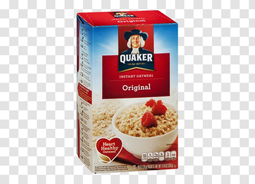 Quaker Instant Oatmeal Breakfast Cereal Grits Oats Company - Whole Grain - Sugar Transparent PNG