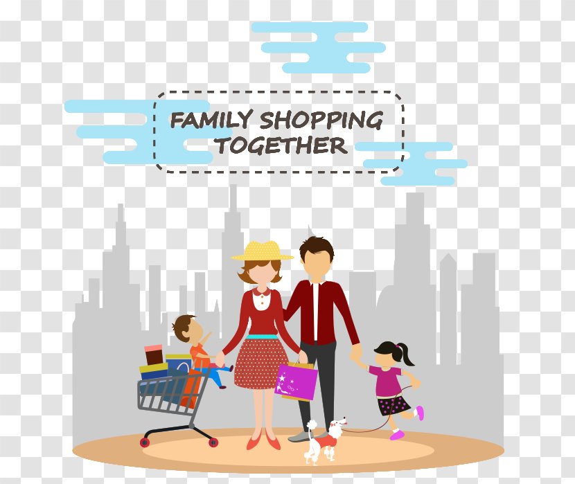 Shopping Family Clip Art - Area - Flat Transparent PNG