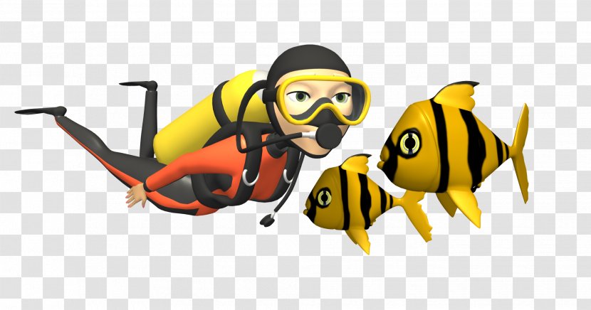 Scuba Diving Underwater Set Animation - Bee - Clipart Transparent PNG