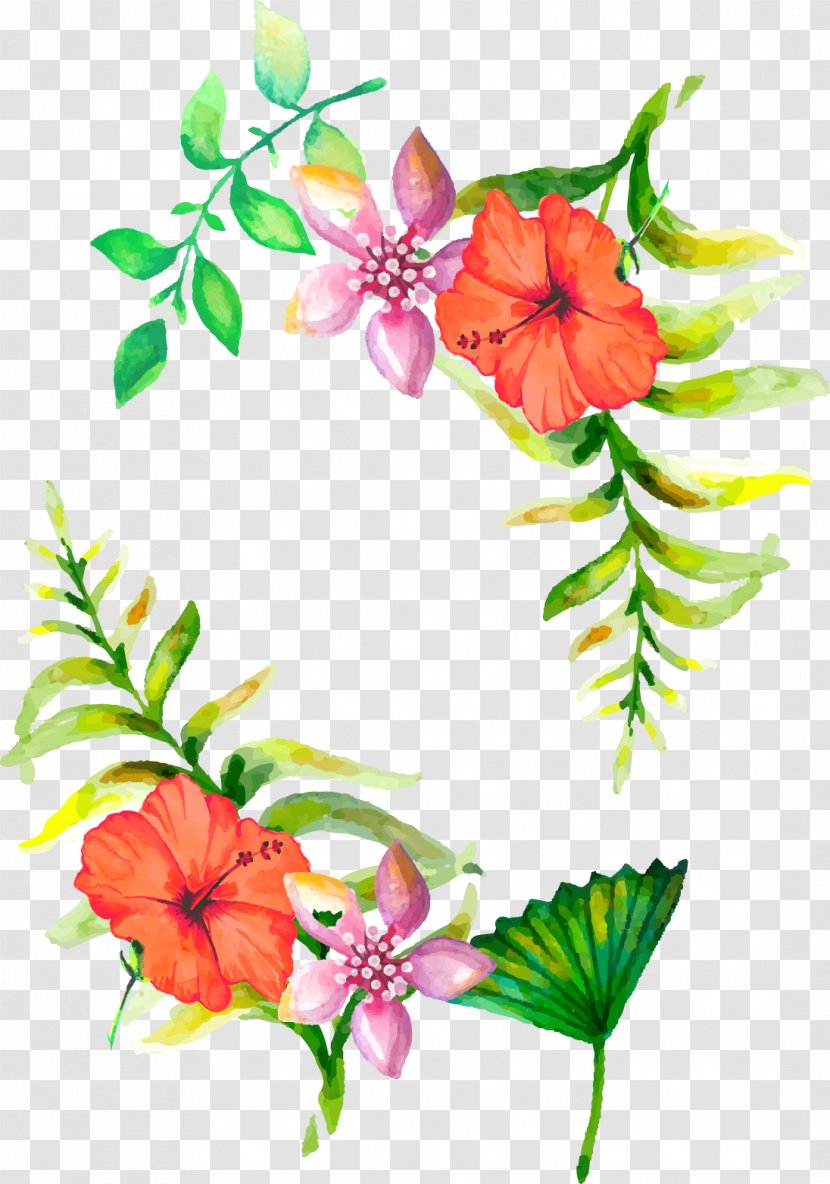 Floral Design Flower Wedding Aesthetics - Plant Stem - Watercolor Flowers Border Transparent PNG