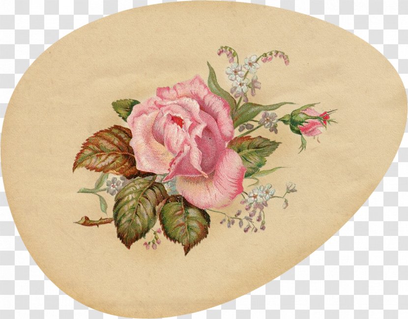 Centifolia Roses Easter Egg Floral Design Golden Eagle - Plate Transparent PNG
