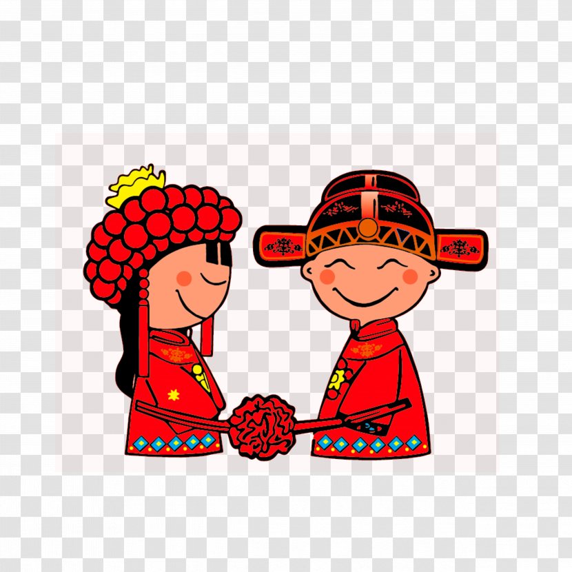 Bridegroom Wedding Chinese Marriage Illustration - Finger - Happy Bride And Groom Transparent PNG