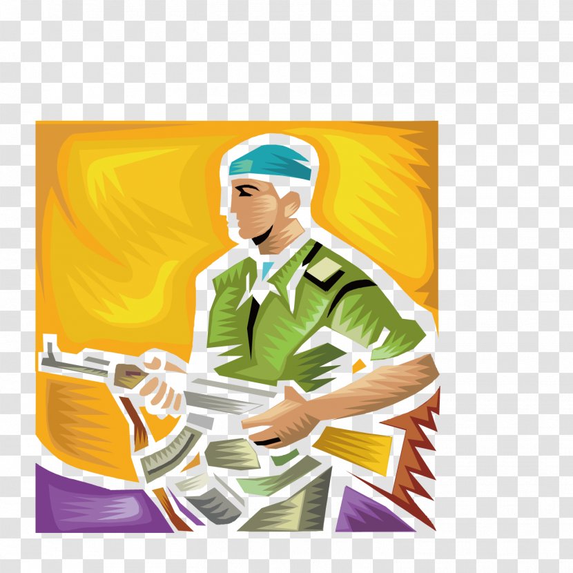 Soldier Illustration - Yellow - Vector Prints Transparent PNG