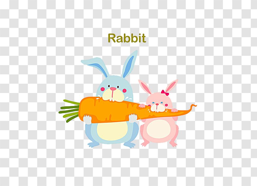 Easter Bunny Rabbit Carrot - A Transparent PNG