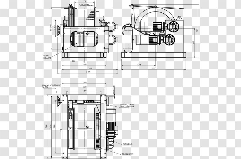 Technical Drawing Table Winch Wciągarka - Monochrome Transparent PNG